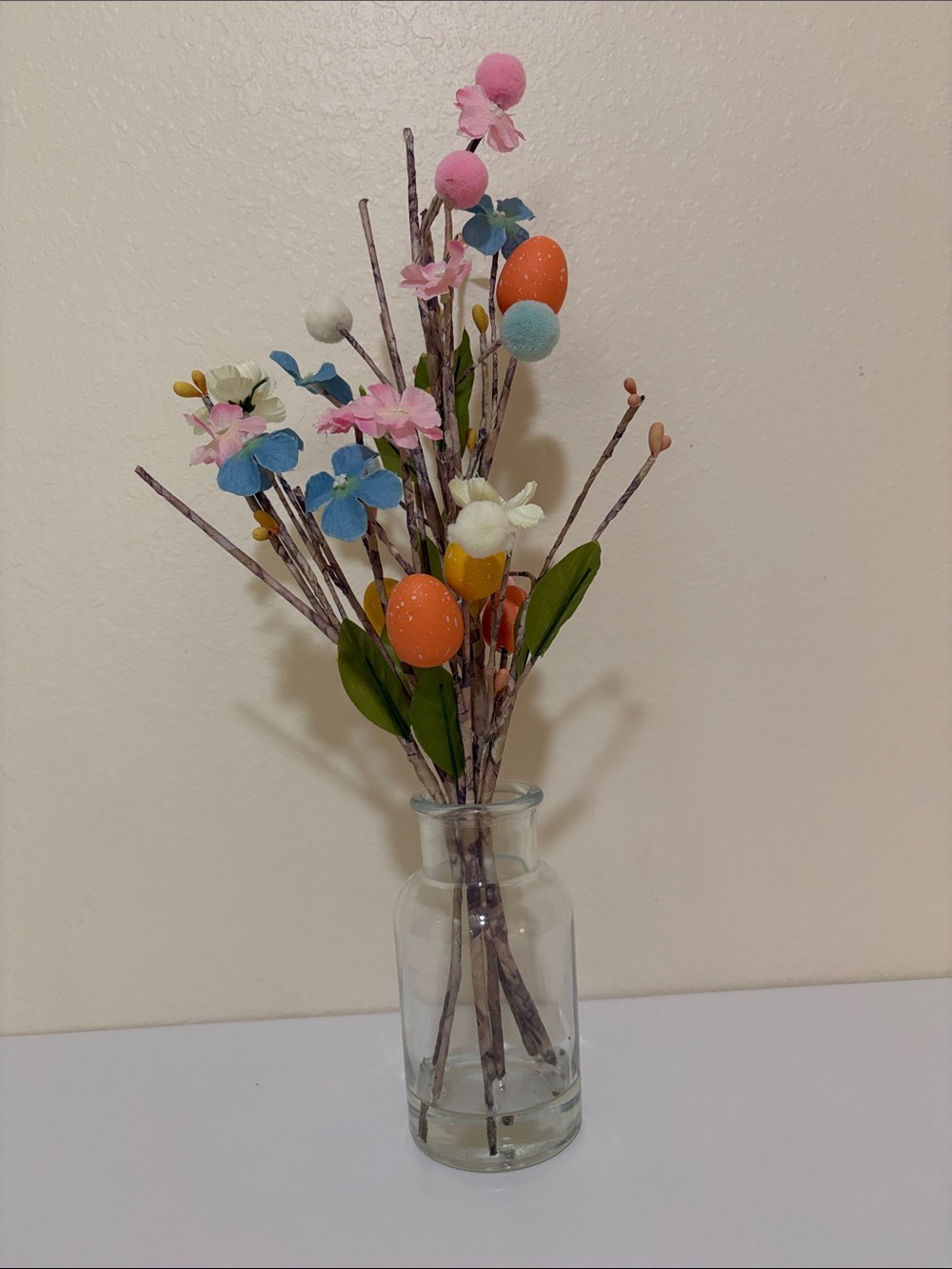 Pink & Blue Spring Easter eggs Floral Stem Arrangement
